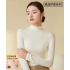 【Cashmere and silk blend】semi-turtleneck base layer women's thick autumn/winter thermal top with foldable collar for layering or outerwear